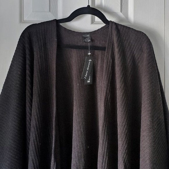Steve Madden Black Sweater Knit Cardigan Wrap - Picture 3 of 4